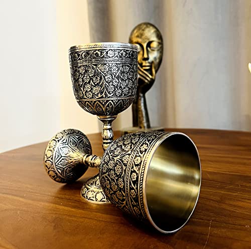 Morcomart Vintage Brass Goblet Brass Wine Chalice Drinking Vessel Brass Ornamental Goblet (Pack Of 1) #TOP5