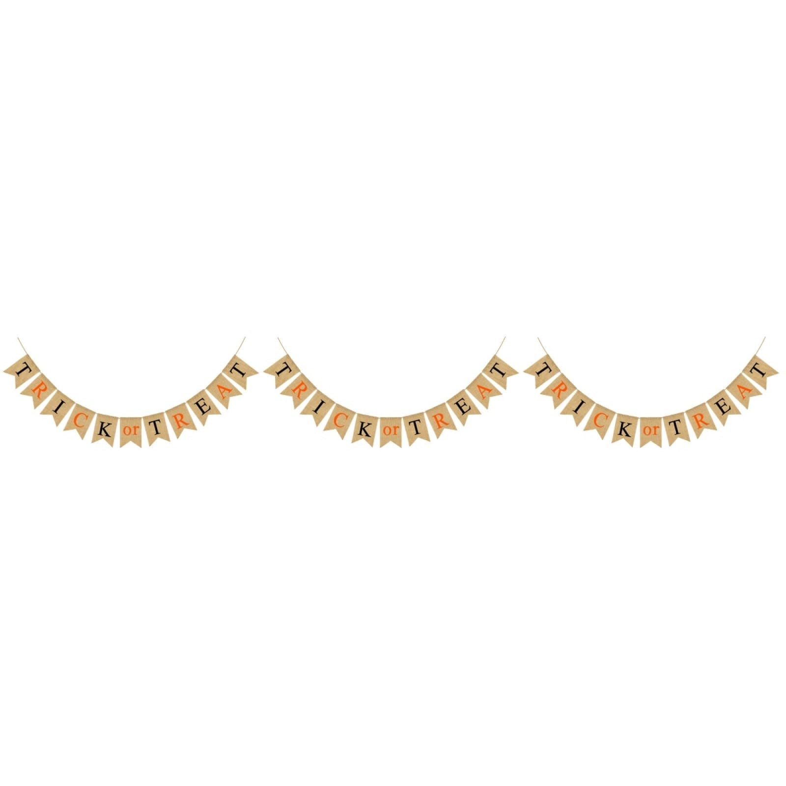 Abaodam 3 Stücke Halloween Girlande Leinen Schwalbenschwanz Banner Trick Oder Behandeln Decor Party Prop Leichte Halloween Dekoration