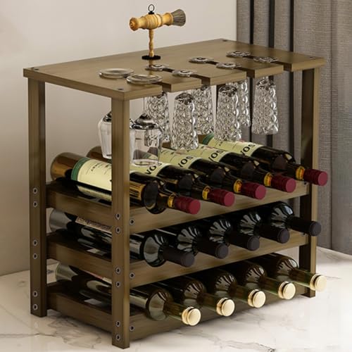 Soporte para botellas de vino de madera, 16 botellas miniatura 1