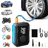 Tire Inflator Portable Air Compressor – Wireless & 12V Dual Power, Auto Shut-Off, Digital Display, Fast Inflation & LED Light, for Car, Bike, Sports & Travel