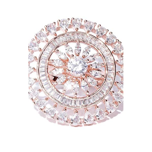 Zaveri Pearls Sparkling Cubic Zirconia Rose Gold Adjustable Finger Ring for Women-ZPFK8386 - Image 5
