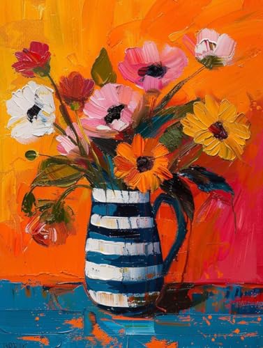 Diamond Painting Adulte 5D Fleur et Vase 35x50cm - Kit Complet Peinture Diamant Mosaïque