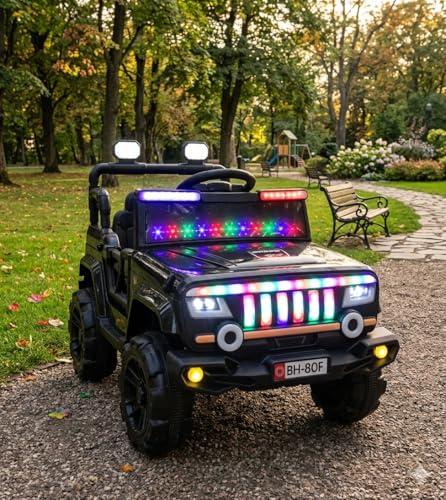 Image of SHAKYA WORLD Nitro Battery-Operated Rechargeable Ride-on Jeep for Kids with Remote Control, 1 to 4 Years, Black