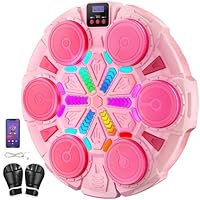 Esnowlee Smart Bluetooth Boxmaschine mit Boxhandschuhen, Wiederaufladbare LED-Wandmontierte Schlagmaschine, Music Boxing Machine für Kinder/Erwachsene (Gepudert)