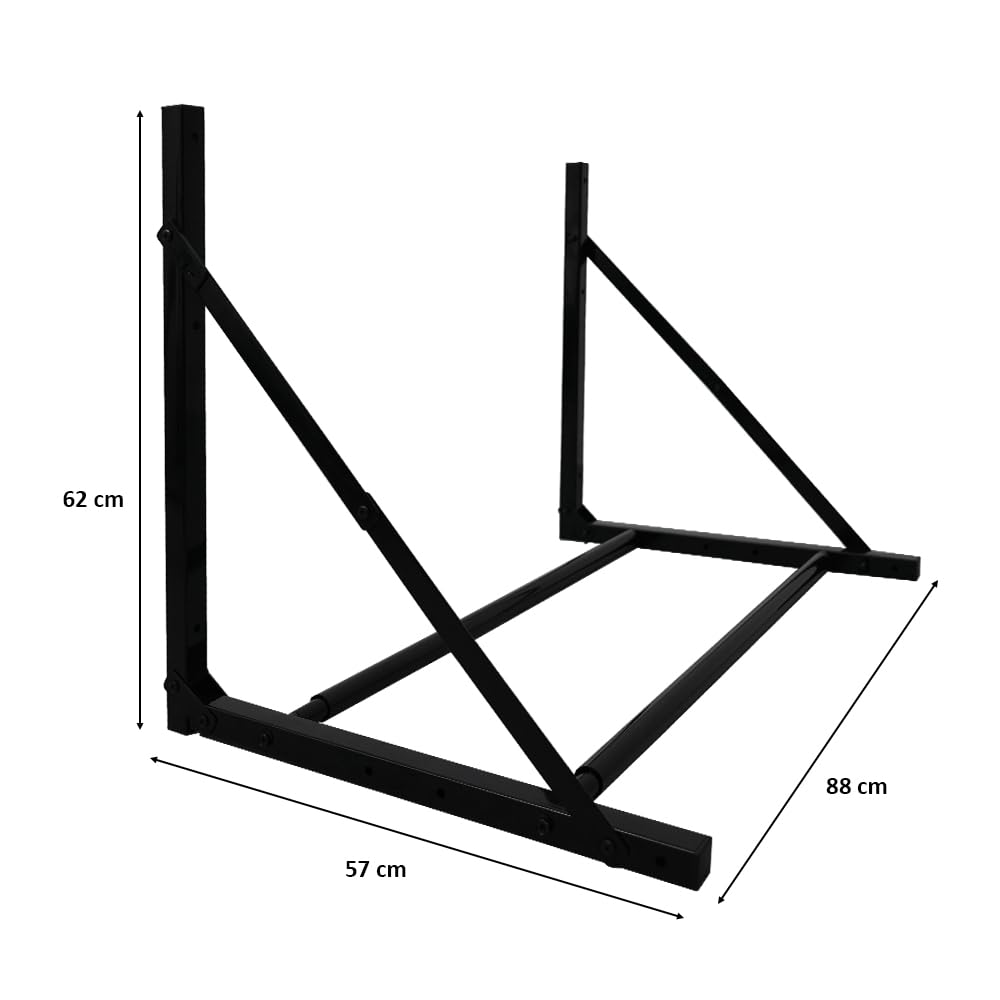 PROREGAL Étagère à pneus Pliable Carrera pour Montage Mural | HxLxP 62x88-122x57cm | jusqu'à 5 pneus | Noir