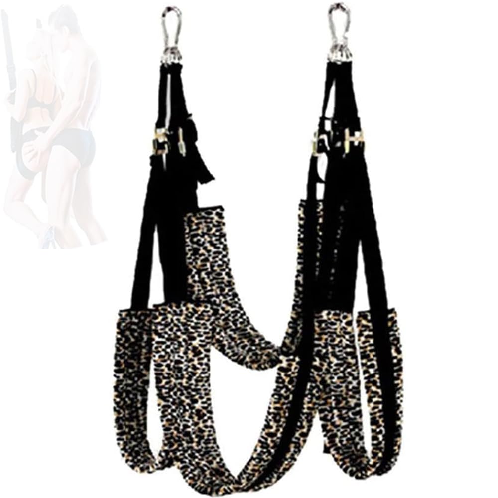 Swing de Pareja con Estampado de Leopardo, Negro, Contemporáneo, Columpio Interior de Dormitorio Doble