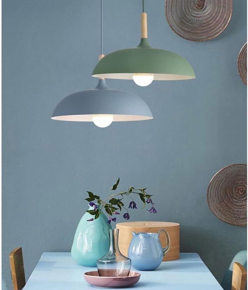 Simple Colorful Metal Wood Lighting – Aluminum Industrial Style Rustic Light, Modern Farmhouse Minimalist Lamp for Kitchen Island, Dining Room, Bedroom(Pink,Large)/Black/Small