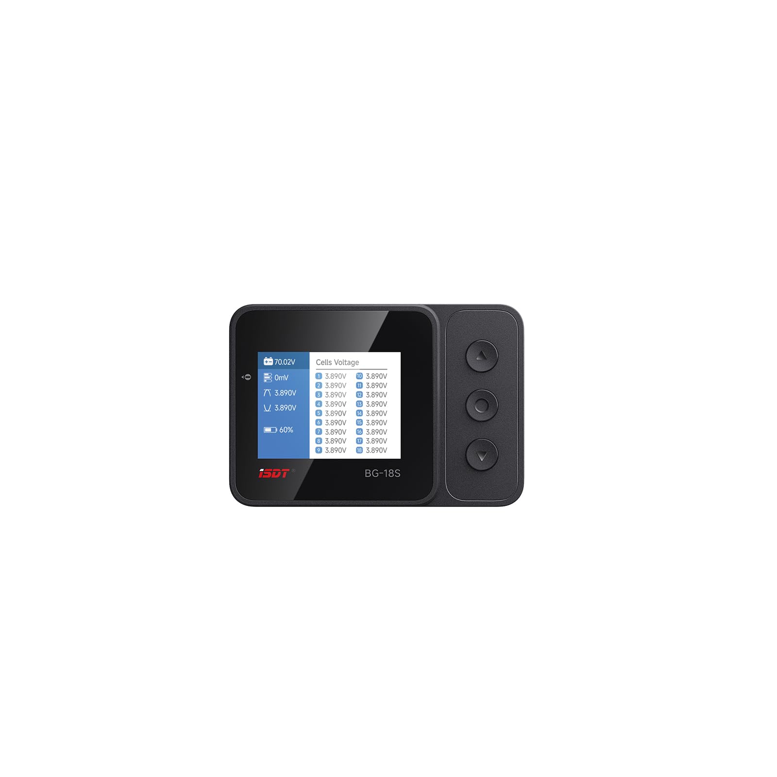 ISDT BG-18S Intelligenter Akku-Tester & Balancer, 12-18S LiFe/LiPo/LiHv/ULiHv, DC 10-90V Arbeitsspannung, Messgenauigkeit 0,005V, Zellbereich 1,5V-5V