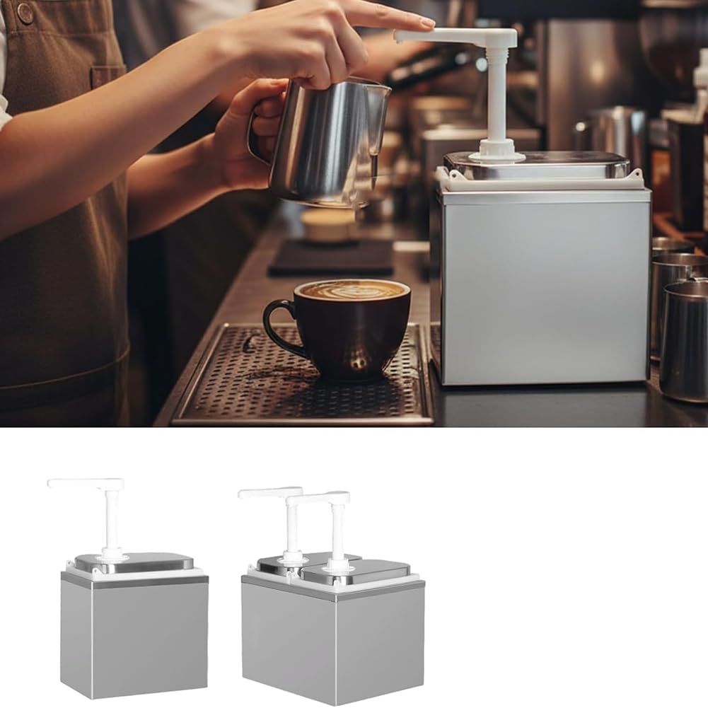 Dispenser per Salse in Acciaio Inossidabile Ad Alta capacità con Meccanismo A Pressione Manuale per Un Controllo Efficiente del Liquido A Doppia Testa.