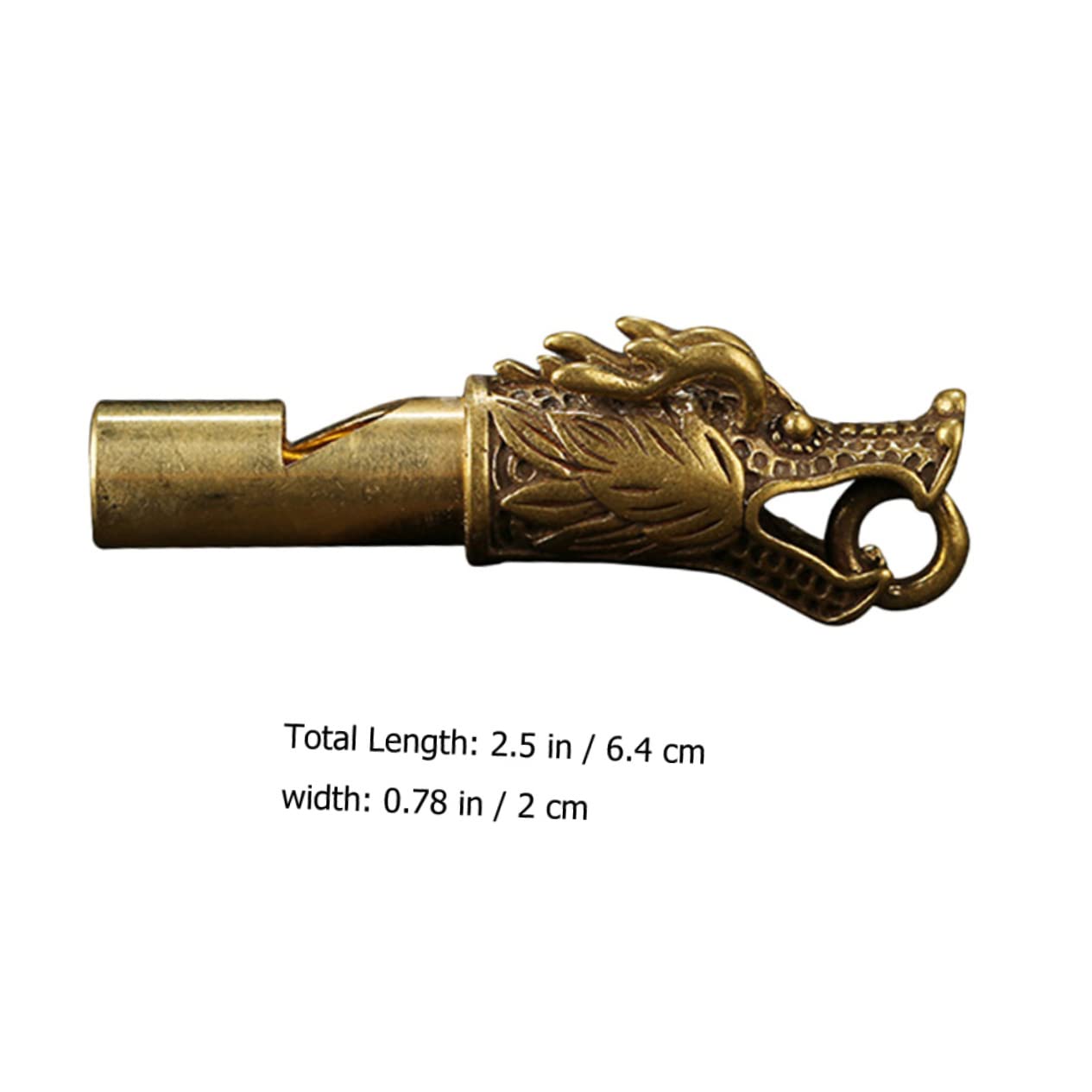 HEMOTON Dragon Head Brass Whistle Keychain Compact Survival Whistle for Hiking Camping Pet Training Loud Sound Lightweight Durable Design Outdoor Accessory