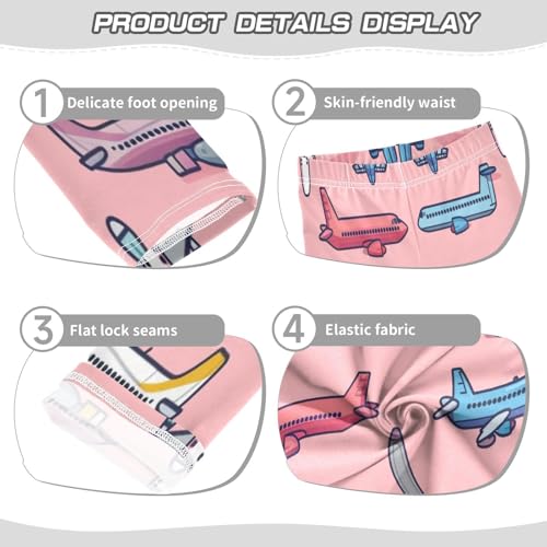 Bolaz Toddler Girls Leggings Printed Yoga Pants Leggings Blue Pink Aircraft for Kids3