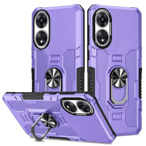 Coque Oppo A78 étui protection antichoc violet avec bague support rotative 360