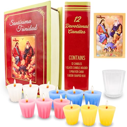 12 Pack Devotional Candles in a Prayer Box - Las 12 Velas de la Divina providencia catolica - velas para posadas - velas para pedir Posada - Procession Candles - Religious Candles - Cirios catolicos