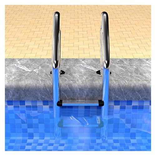 Escalera para piscina con 2 peldaños en acero inoxidable miniatura 1