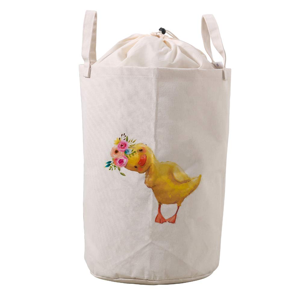 Sac à linge en lin premium à cordon motif floral élégant pour dressing