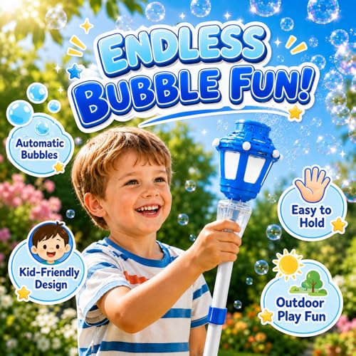 Image of Bubble Machine with Light for Outdoor, Automatic Bubbles Blower Maker for Kids & Adults, Bubble Blower and Wand Toy, Battery Bubbles Blower Machine for Wedding Birthday Party