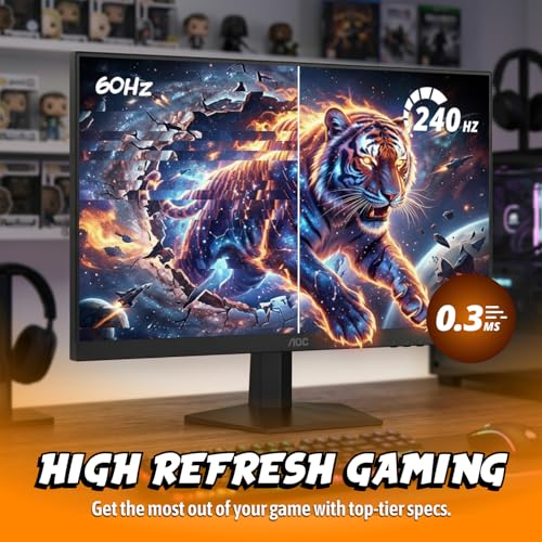 Image of AOC 27 Inch QHD Gaming Monitor 240Hz 0.3ms, Overclock 260Hz, IPS, 2560x1440, G-Sync Compatible, HDR Ready, DisplayPort 1.4 HDMI 2.0, VESA Mount, 3-Year Zero-Bright-Dot, Q27G41ZE