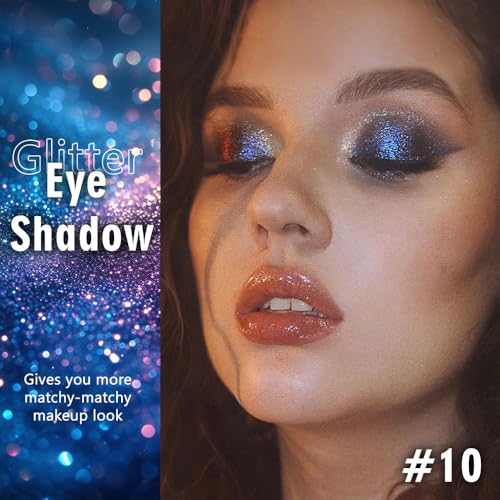 Image of WanTuoluo Sparkly Eyeshadow Palette for Women, Single Monochrome Eye Shadow Makeup, Shiny Pressed Cream Powder, Blendable Natural sombras para ojos, Holographic,Vegan,Travel (10-sparkly-Blue)