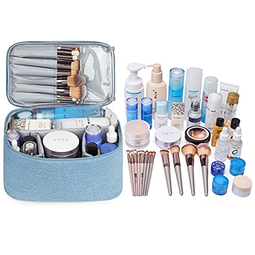 Travel Makeup Bag Kosmetiktasche Makeup Case Organizer für Frauen und Mädchen (Groß, Licht Himmelblau) – Bild 3