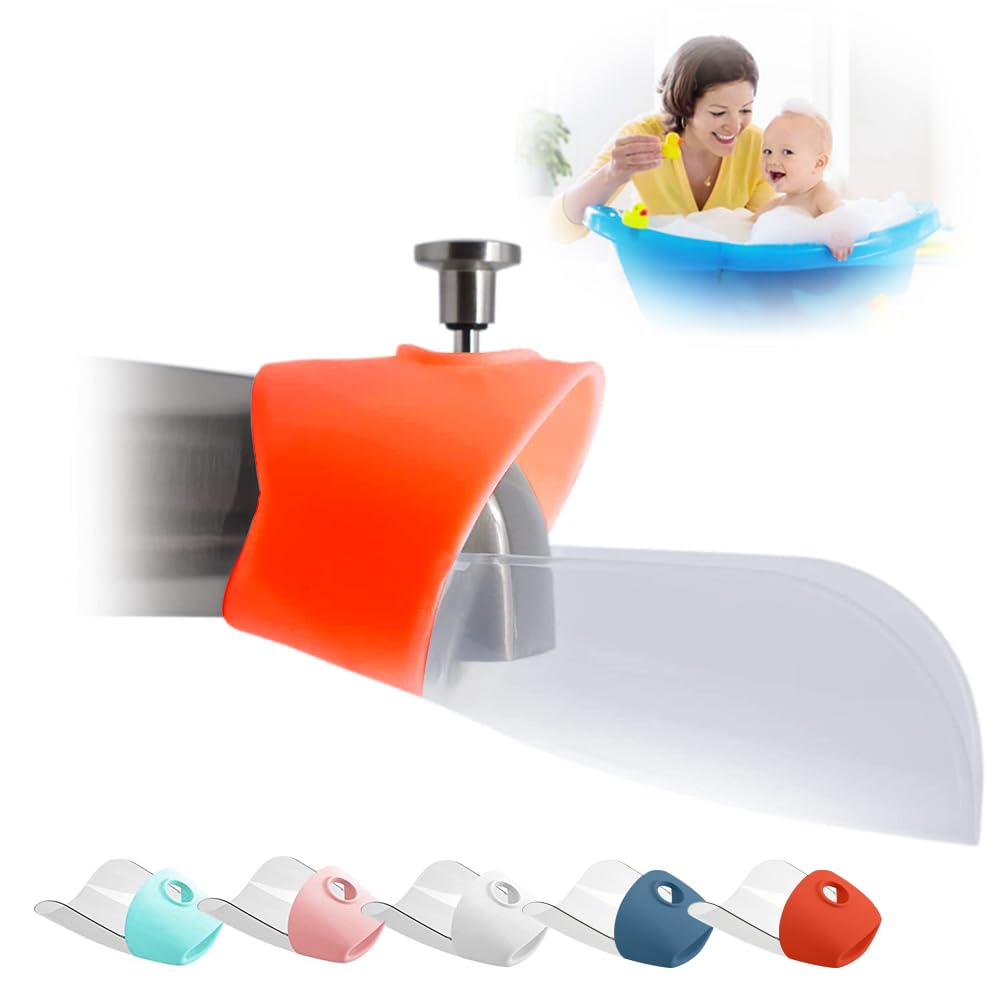 Bathtub Helper - Bathtub Faucet Extension - Directs Water Directly from Faucet to Baby Bathtub without Excessive Water Waste and Splashes (Red)