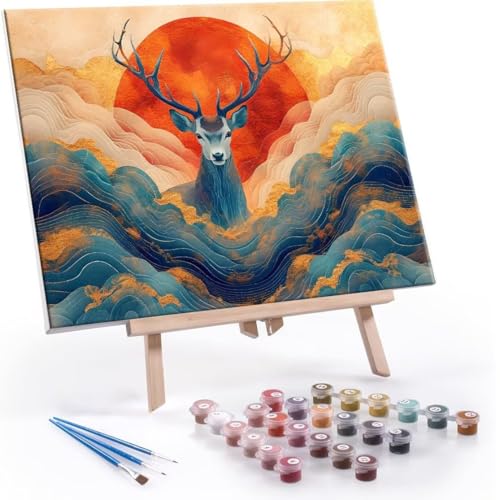 Ciervo divino Kit de Pintura por Números para Adultos en Lienzo con Pigmento Acrílico, cuadros de lienzo para principiantes y adultos Pintura al Óleo DIY para Decoración del Hogar 100x140cm D-762
