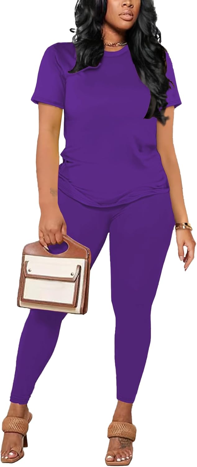 HBQ Women 2 Piece Outfits Summer Sweatsuits Slim Fit Track Suits Biker Short Workout Jogger Sets - Image 2