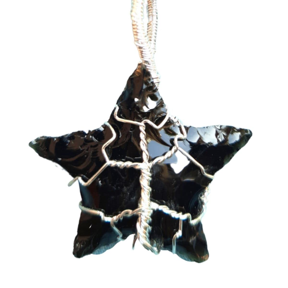 Maitri ExportCrystal Crescent Star Pendant,Wire Wrapped Crescent Star Pendant Half Star Pendant for Men & Women