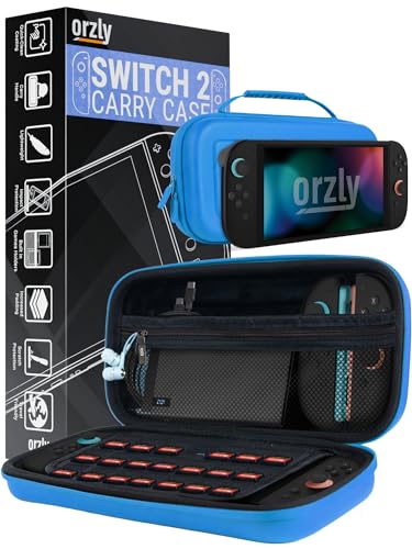 Image of Orzly Case Compatible with Nintendo Switch 2 - Protective Travel Carry Case with Screen Padding, Game Card & microSD Slots, Zipped & Open Pockets for Accessories - 7.9 inch Gift Boxed