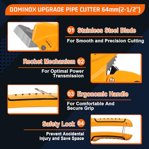 Image of PVC Pipe Cutter, Cuts up to 2-1 /2 inch, Professional Cutting PEX, PVC, and PPR Pipe, Etc, Stainless Steel Blade and Aluminum Alloy Body, One-hand Rapid Cutting Tool for the Pipe