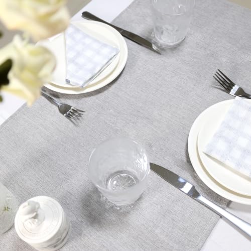 Miniatura 5 de Yunshanghe Camino De Mesa, Impermeable 40 X 240 Cm, Camino De Mesa Moderno, Aspecto De Lino, Lavable, Perfecto Para Comedor, Fiesta, Vacaciones, Decoración Gris Claro
