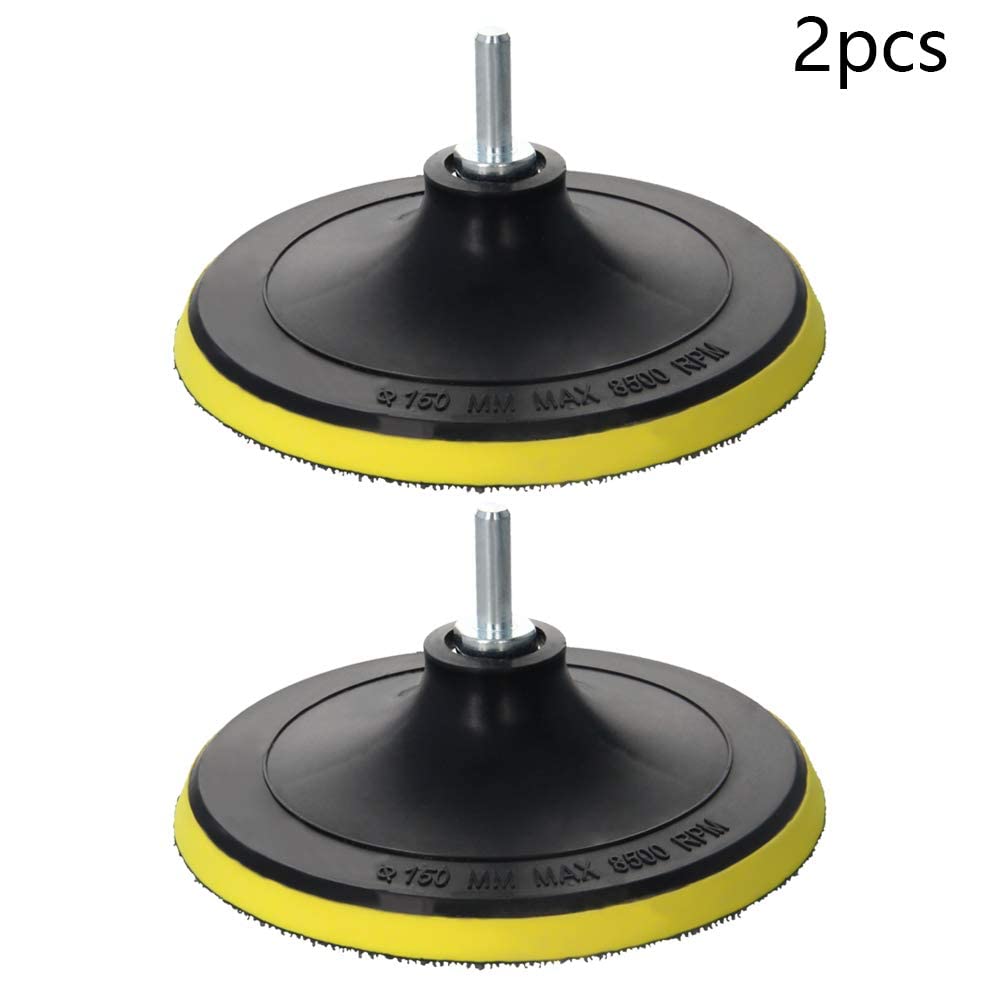 Auniwaig 6 Inch Hook and Loop Backing Pad Sanding Polishing Backer Sponge Polishing Sticky Plate with M10 Drill Adapter for Power Polishers & Buffers 2pcs