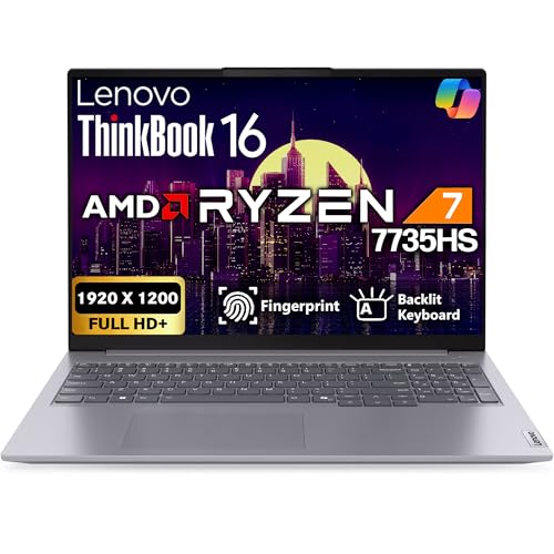 Image of Oemgenuine Lenovo ThinkBook 16 Gen 7 16 inch FHD Display, AMD Ryzen 7 7735HS, Customized Laptop, 16GB / 32GB / 64GB RAM, 512GB / 1TB / 2TB SSD, Backlit KB, FP Reader, WiFi 6E, W11 Pro, AI Business Laptop