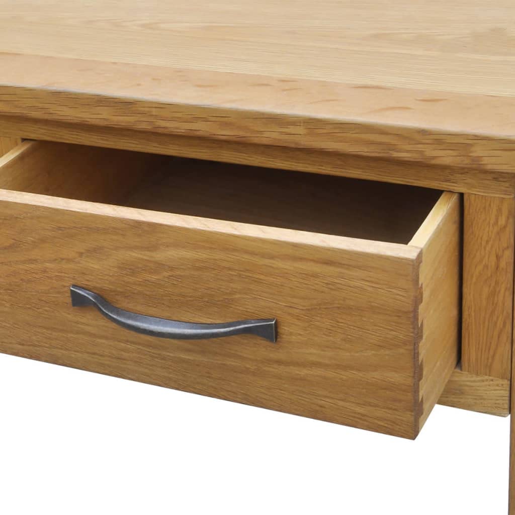 Tocador de madera maciza de roble con taburete y espejo, tocador de maquillaje, mesa de maquillaje, mesa con cajón, espacio de almacenamiento, para dormitorio, vestidor, mujer, niña