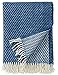 Klippan: Creme-petrolblaue Wolldecke 'Velvet' 130x200cm aus Lambswool, Wollplaid Schurwolle, Sofadecke, Kuscheldecke