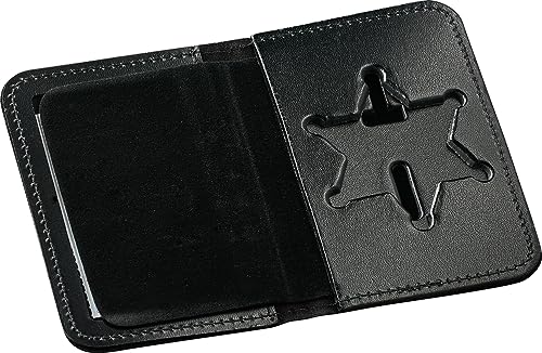 Perfect Fit NY County Sheriff Badge Wallet Bifold Badge and Id Case 6 Point Star Black Leather (cutout 46)