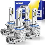 AUTOONE 9005 9006 LED Headlight Bulbs Combo, 60000LM 6000K White 9006/HB4 Low Beam 9005/HB3 High Beam Kit, Plug and Play, Fanless High Low Beam Headlamps Fog Lights Halogen Replacement, Pack of 4