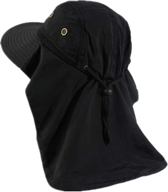 Amazon Co Jp 日よけ帽子 釣りキャップ 首カバー付き Uvカット 首保護 全6色 Jbh008 ブラック スポーツ アウトドア