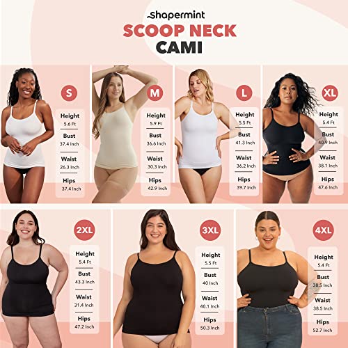 Shapermint Scoop Neck Compression Cami - Tummy And Waist Control Body Shapewear Camisole White #TOP3