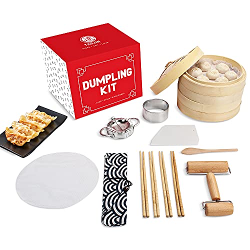 Product Image of the TASJIN Dumpling Making Kit, Makes Over 10 Types of Dumplings| Unique Gifts For Friends Who Loves To Cook| Kitchen Gifts For Women and Men| Complete 12 PC Set For Beginners- Includes Video Tutorials