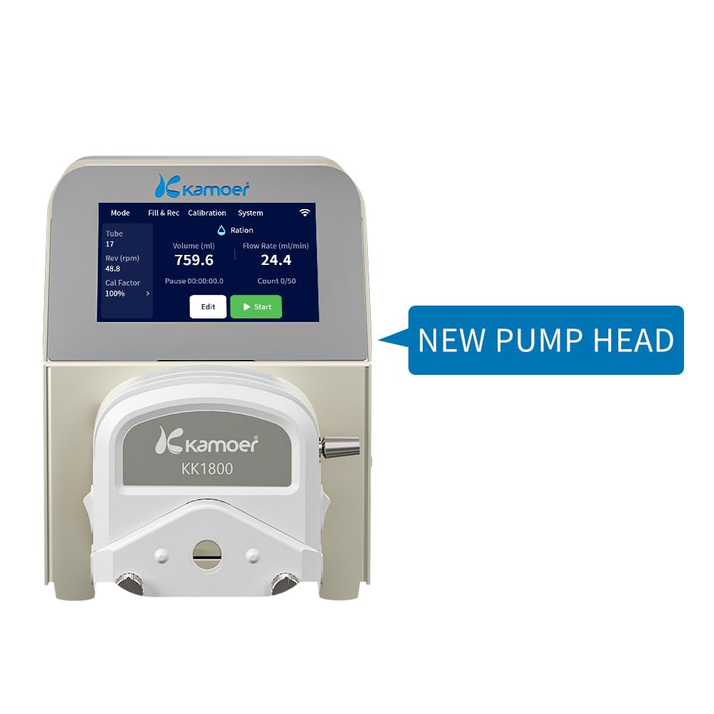 Kamoer Lab UIP WiFi V2 Dosierpumpe mit geschlossenem Regelkreis und hohem Durchfluss, Schrittmotor, 3 Rotoren, 0,1–1500 ml/min, 100–240 V, WiFi nur für Upgrade, RS485, analog, Fußschalter, Touchscreen