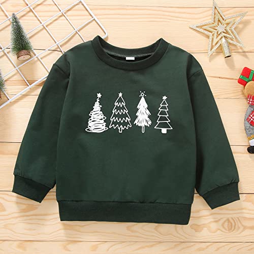 Christmas Outfit Baby Boy Girl Sweatshirt Long Sleeve Crewneck Pullover Xmas Santa Shirt (Army Green, 5-6 Years)3