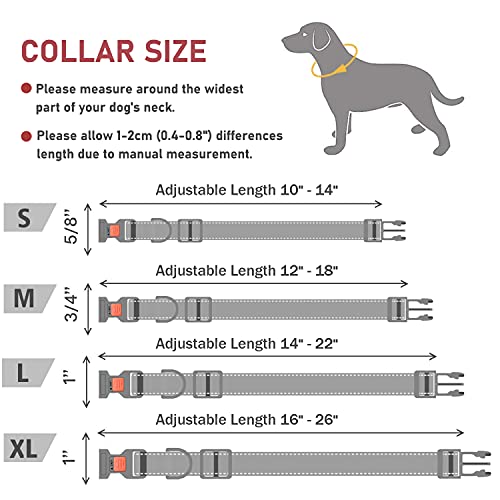 Reflective Dog Collar With Buckle Adjustable Safety Nylon Collars For Small Medium Large Dogs, Black S #TOP5