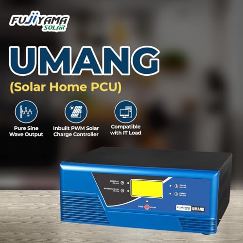 Image of Fujiyama Umang 850VA /12 Solar Inverter | inbuilt PWM Solar Charge Controller | Pure Sine Wave | 36-Month Warranty | Hybrid, Smart Mode, LCD Display | for Home, Office & Shop (Umang 1100)