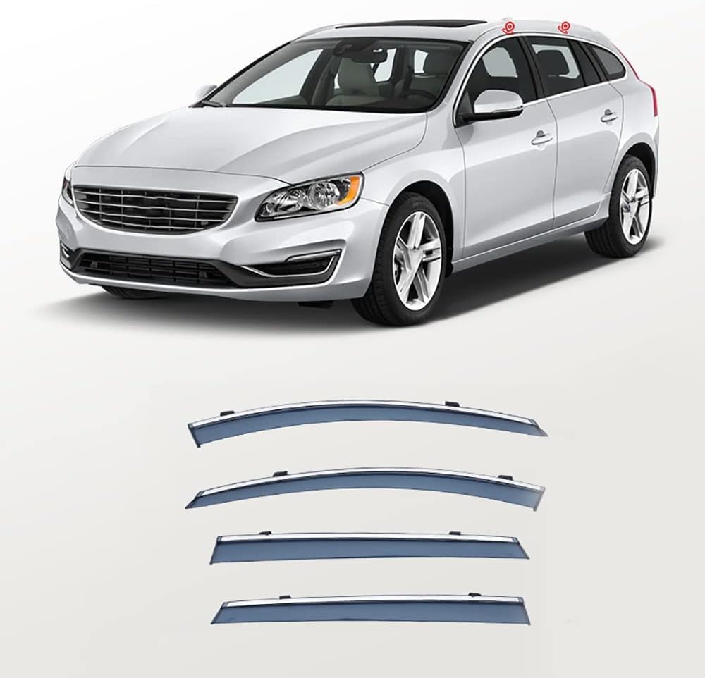 PANXUC Car Wind Deflectors for VOLVO V60 2011-2017, Side Window Wind Rain Deflector Window Visor Sun Rain Guard Smoke Guards