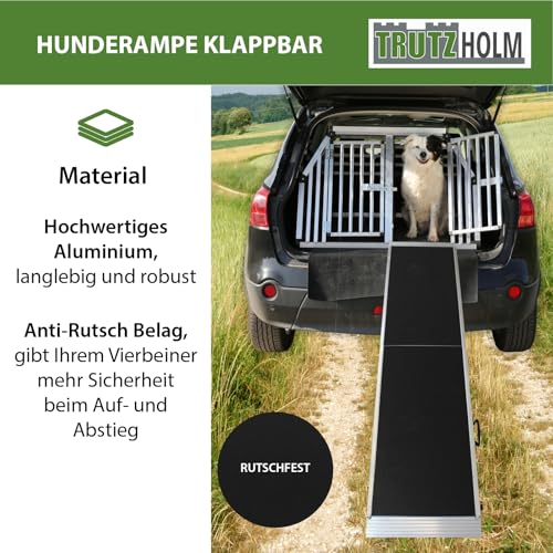 TRUTZHOLM Hunderampe klappbar 215 cm Traglast 180 kg Alu grau schwarz beschichtet Tierrampe Tasche