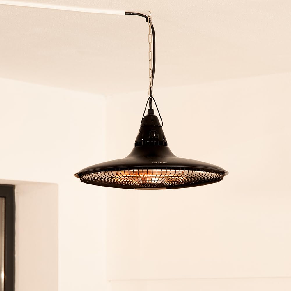 Cecotec Riscaldatore elettrico da esterno a soffitto ReadyWarm 1500 Power Ceiling. 1500 W, tecnologia alogena, protezione IP65, telecomando, area di copertura 10 m2