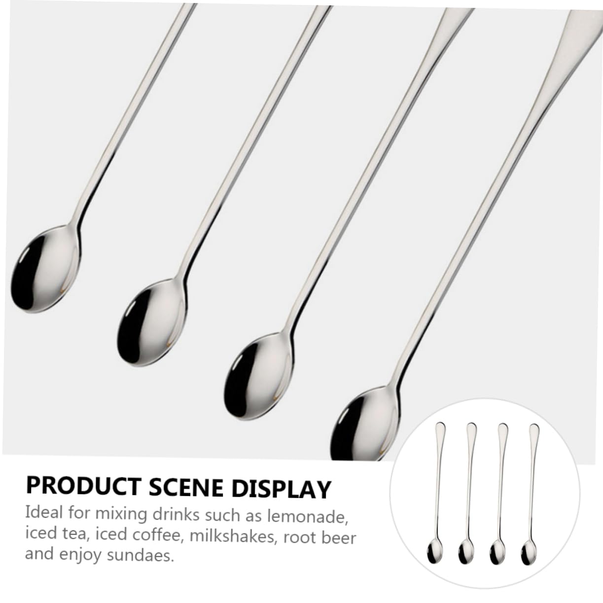 HOLIDYOYO Stainless Ice Scoop Spoons Creative Mixing Spoon Kitchen Tableware Kitchen Supplies Long Handle Design
