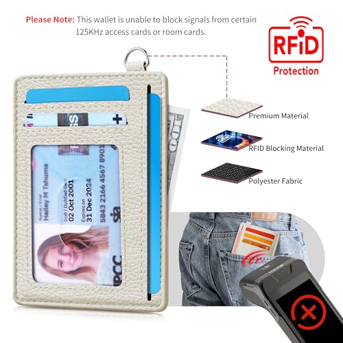 Image of Mayski Slim Wallet, Credit Card Holder for Women, Minimalist Front Pocket RFID Blocking Card Cases, Small Wallet Women Men(Litchi Beige)