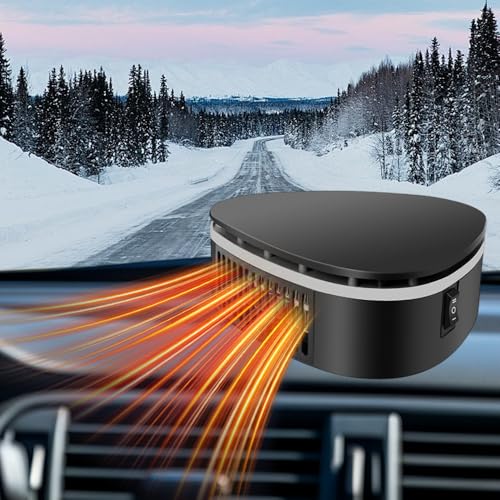 CLIUNT Auto Heizung, 12V 150W Heizlüfter für Auto, 2 in 1 Autoheizung, 360° Drehbar Entfroster, Schnelle Heizung Defroster, Car Heater mit Zigarettenanzünder-Stecker(Schwarz)
