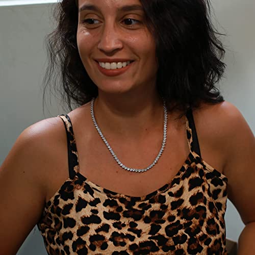 Tkj 18K White Gold Plated Cubic Zirconia Classic Tennis Necklace 3.5 Mm Width Sparkling Faux Diamond 18 Inch Jewelry Gifts For Women Girls thumb #3